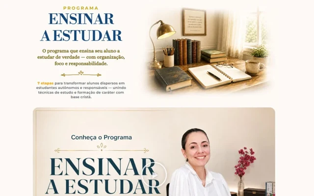 Página de vendas do programa Ensinar a Estudar